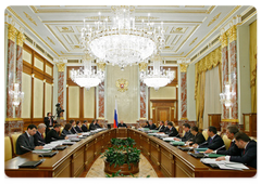 Prime Minister Vladimir Putin chairs a Cabinet meeting
