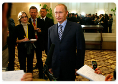 Prime Minister Vladimir Putin talked to Russian journalists after visiting Kazakhstan