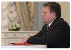 Leningrad Region’s Governor Valery Serdyukov at the meeting with Prime Minister Vladimir Putin