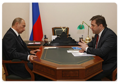Председатель Правительства Российской Федерации В.В.Путин провел рабочую встречу с министром энергетики РФ С.И.Шматко