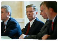 Deputy Prime Ministers Sergei Sobyanin and Sergei Ivanov at a meeting of the Russian Government Presidium