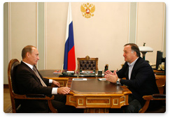 Председатель Правительства России В.В.Путин встретился с главным тренером петербургского футбольного клуба «Зенит» Диком Адвокаатом