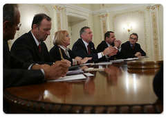 Председатель Правительства Российской Федерации В.В.Путин провел рабочую встречу с Премьер-министром председательствующей в ЕС Чехии Миреком Тополанеком