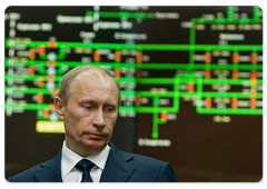 Председатель Правительства Российской Федерации В.В.Путин посетил центральное производственное диспетчерское управление ОАО «Газпром»