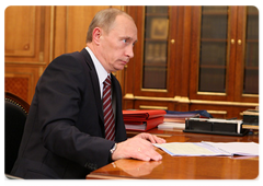 Председатель Правительства Российской Федерации В.В.Путин провел рабочую встречу с Министром транспорта РФ И.Е.Левитиным