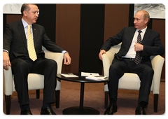Председатель Правительства Российской Федерации В.В.Путин встретился в Давосе с Премьер-министром Турции Р.Т.Эрдоганом