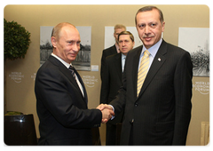 Prime Minister Vladimir Putin met with his Turkish counterpart Tayyip Erdogan in Davos