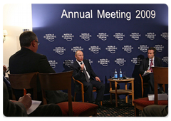 Prime Minister Vladimir Putin met with members of the International Media Council on the sidelines of the World Economic Forum in Davos