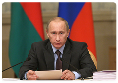 Russian Prime Minister Vladimir Putin attended a meeting of the Council of Ministers of the Union State
