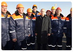 Prime Minister Vladimir Putin attending the opening ceremony of a bridge over the Oka River during his tour of the Vladimir Region