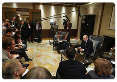 Prime Minister Vladimir Putin answering questions from the media, concluding his official visit to the People's Republic of China