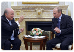 Prime Minister Vladimir Putin meting with FIFA President Joseph Blatter