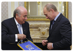 Prime Minister Vladimir Putin meting with FIFA President Joseph Blatter