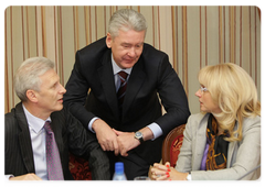 Education and Science Minister Andrei Fursenko, Deputy Prime Minister Sergei Sobyanin, and Health and Social Development Minister Tatyana Golikova during a meeting of the Government Commission for Regional Development