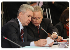 Deputy Prime Minister Sergei Sobyanin and Regional Development Minister Viktor Basargin during a meeting of the Government Commission for Regional Development