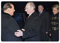 Prime Minister Vladimir Putin during a meeting with Italian Prime Minister Silvio Berlusconi in St Petersburg