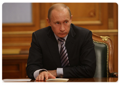 Prime Minister Vladimir Putin during a meeting with Avtovaz executives and shareholders