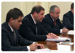 Belarusian Prime Minister Sergei Sidorsky during a meeting with Vladimir Putin
