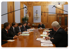 Prime Minister Vladimir Putin at a meeting to discuss associated petroleum gas processing and Russia’s system of natural gas pipelines