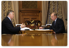 В.В.Путин провел рабочую встречу с Президентом ОАО «Российские железные дороги» В.И.Якуниным