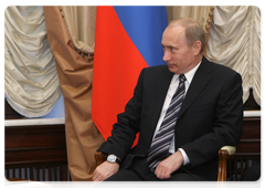 Prime Minister Vladimir Putin during a meeting with Slovak Prime Minister Robert Fico
