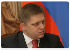 Slovak Prime Minister Robert Fico during a meeting with Russian Prime Minister Vladimir Putin