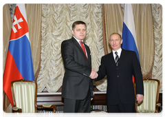 Prime Minister Vladimir Putin during a meeting with Slovak Prime Minister Robert Fico