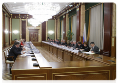 Prime Minister Vladimir Putin during a meeting of the Organising Committee for Teacher’s Year, to be held in Russia in 2010