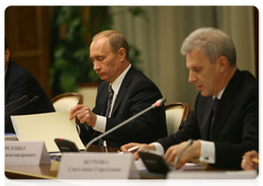 Prime Minister Vladimir Putin during a meeting of the Organising Committee for Teacher’s Year, to be held in Russia in 2010