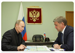 Prime Minister Vladimir Putin holding a working meeting with Governor of the Primorye Territory Sergei Darkin