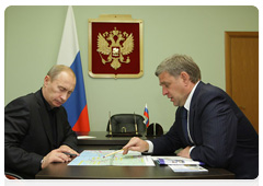 Prime Minister Vladimir Putin holding a working meeting with Governor of the Primorye Territory Sergei Darkin