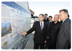 Prime Minister Vladimir Putin inspected present and future construction sites from a motor-launch before a meeting on preparation for 2012 APEC summit in Vladivostok