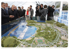 Prime Minister Vladimir Putin inspected present and future construction sites from a motor-launch before a meeting on preparation for 2012 APEC summit in Vladivostok