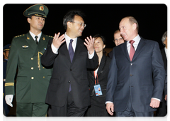 Prime Minister Vladimir Putin arriving in the People’s Republic of China for an official visit