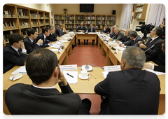 Vladimir Putin conducting a meeting of the Government Council on the Development of Domestic Film making at the All-Russian State University of Cinematography (VGIK)