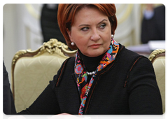 Minister of Agriculture Yelena Skrynnik during a meeting of the Government Presidium