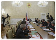 Prime Minister Vladimir Putin during a meeting of the Government Presidium