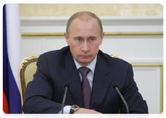 Prime Minister Vladimir Putin during a meeting of the Government Presidium