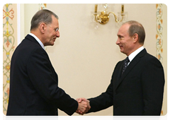 Prime Minister Vladimir Putin meeting with Jacques Rogge, President of the International Olympic Committee