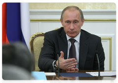 Prime Minister Vladimir Putin during a meeting of Government Commission on Foreign Investment