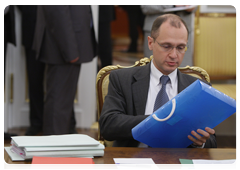 Sergei Kiriyenko, head of the state nuclear corporation Rosatom, at a meting of the Russian Government Presidium