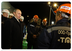 Prime Minister Vladimir Putin opening a bypass allowing transit and urban traffic to circumvent the centre of Sochi