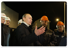 Prime Minister Vladimir Putin opening a bypass allowing transit and urban traffic to circumvent the centre of Sochi