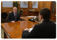 Prime Minister Vladimir Putin meeting with Alexei Mordashov, Severstal board chairman and Severstal Group general director