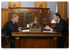 Prime Minister Vladimir Putin meeting with Roman Kopin, the Governor of the Chukotka Autonomous Area