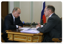 Prime Minister Vladimir Putin meeting with Sergei Kiriyenko, general director of Russia’s state nuclear corporation Rosatom