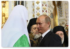 В.В.Путин присутствовал на церемонии интронизации шестнадцатого Патриарха Московского и всея Руси Кирилла