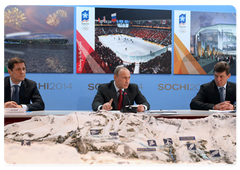 Prime Minister Vladimir Putin chairing a meeting of the Presidium of the Presidential Council on Physical Fitness and Sports, Professional Sports and Preparations for the 22nd Winter Olympic Games and Eleventh Winter Paralympics in Sochi in 2014