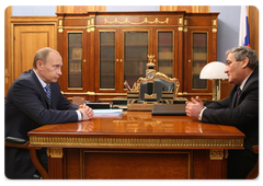 Vladimir Putin holding a meeting with Vyacheslav Shtyrov, President of the Republic of Sakha (Yakutia)