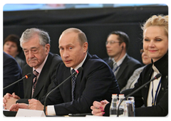 Prime Minister Vladimir Putin addressing the Council of Europe Conference of Ministers Responsible for Social Cohesion